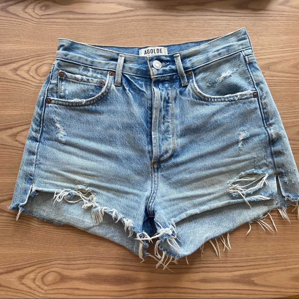 agolde jaden button fly denim shorts